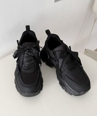 WEGO リボンデザイン厚底スニーカー ブラック