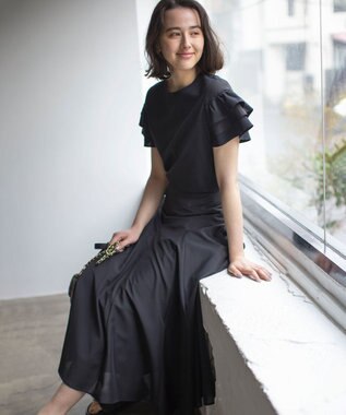 組曲 S コットンポンチシア－スリーブ ブラウス ブラック系