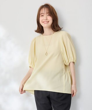 ANY サッカーギャザーバックペプラムブラウス イエロー