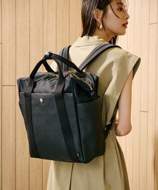 TOPKAPI 【Breath TOPKAPI】【TOPKAPI × 藤本美貴さんコラボ】スコッチグレイン 8ポケット 2way リュック/マザーズバッグ/撥水 ブラック