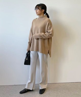 【洗える】ストレッチ フレア 暖 パンツ, ベージュ系, 44