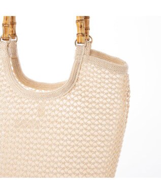 UNBILLION カシュカシュ cachecache / 雑材風バンブーハンドル手提げトート アイボリー