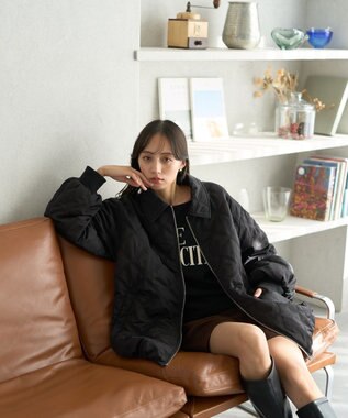 earth music&ecology 【WEB限定】ダブルステッチキルティングコート Black