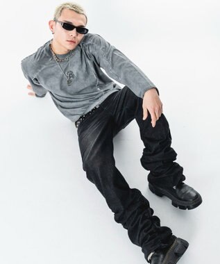 WEGO 【ユニセックス着用ITEM】コールドダイスウィッチングT（LS） グレー