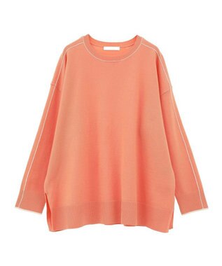 Green Parks アンチピリングライン入りニットプルオーバー Orange