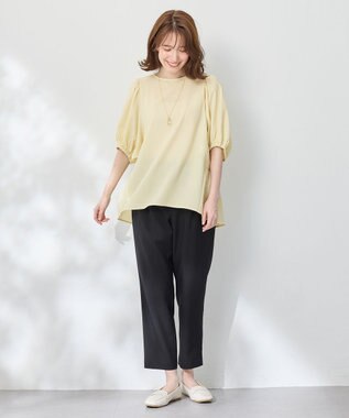 ANY サッカーギャザーバックペプラムブラウス イエロー