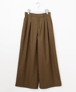 自由区 デニムライクツイルワイド パンツ ブラウン