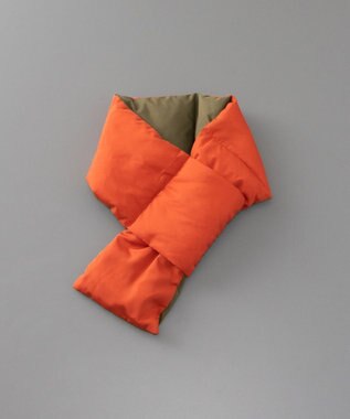 AURORA WEB限定 リバーシブル差込 ダウン マフラー カーキ×オレンジ