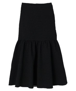 earth music&ecology エンボスフラワー　切替ボリュームスカート Black