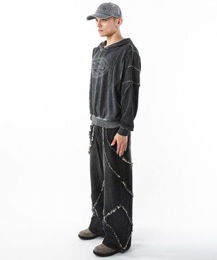 WEGO 【ユニセックス着用ITEM/MLサイズ展開】コールドダイスウィッチングプルパーカー スミクロ