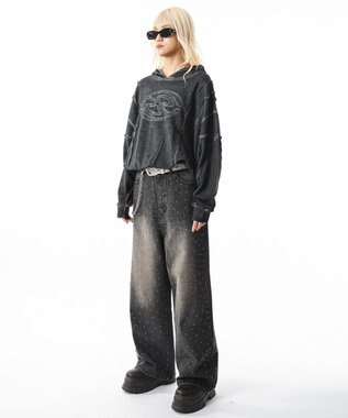 WEGO 【ユニセックス着用ITEM/MLサイズ展開】コールドダイスウィッチングプルパーカー スミクロ