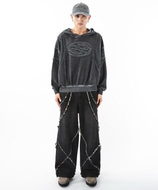 WEGO 【ユニセックス着用ITEM/MLサイズ展開】コールドダイスウィッチングプルパーカー スミクロ