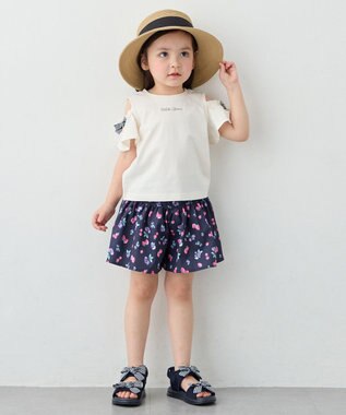 ANY KIDS 【UVカット】【日よけ付き】リボンブレードハット モカ×ブラックリボン