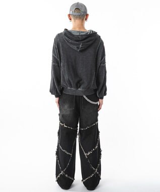 WEGO 【ユニセックス着用ITEM/MLサイズ展開】コールドダイスウィッチングプルパーカー スミクロ