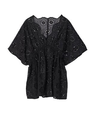 earth music&ecology コットンレースＶネックブラウス Off White