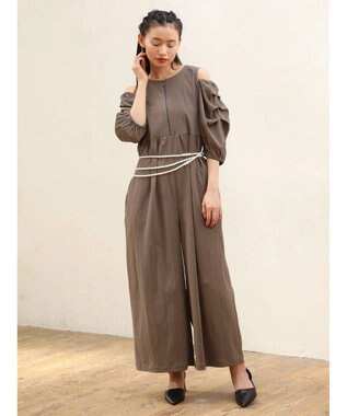 Green Parks ■ＥＳＣＡＲ　タックスリーブワイドオールインワン Gray Beige