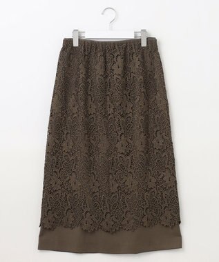 自由区 【洗える】ボタニカルレース スカート カーキ