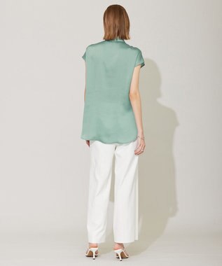 ICB 【接触冷感・洗える】サテンヨウリュウ フレンチスリーブシャツ セラドン系