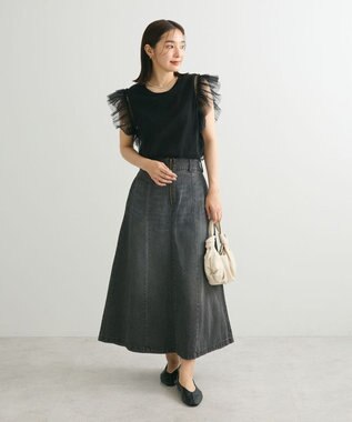 Green Parks フロントＺＩＰデニムスカート Black