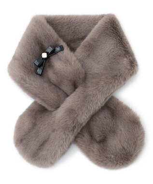 TOCCA 【ブローチ取り外し可】BOW RIBBON FURTIPPET ティペット ベージュ系