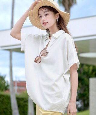 Tiaclasse 【洗える】 リネンミックススキッパーシャツ オフホワイト