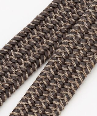 JOSEPH ABBOUD 【イタリア素材・ストレッチ・日本製】レザーメランジストレッチ ベルト ダークブラウン系