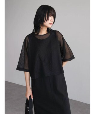 Green Parks ＳＥＴ２点　メッシュ＋ノースリーブワンピース Black