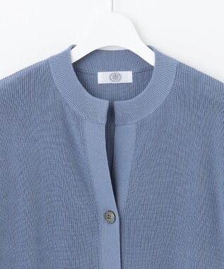 J.PRESS LADIES 【洗える】 ガスコットンアウター キーネック カーディガン ダルブルー系