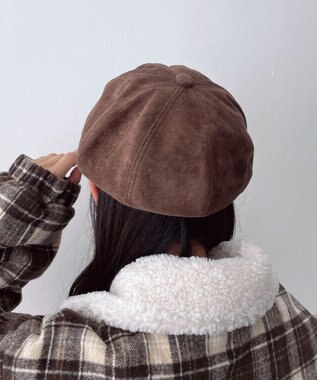 WEGO チェック柄Fスエードキャスケット ブラウン