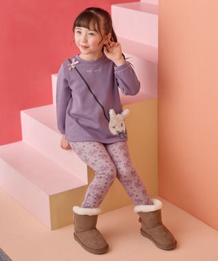 ANY KIDS 7days 裏シャギー 総柄 パンツ ピンク系小花柄