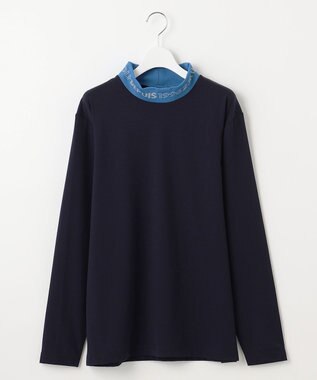 23区GOLF 【MEN/EC限定】【吸水速乾/UVケア】リブ襟 モックネックシャツ ネイビー系