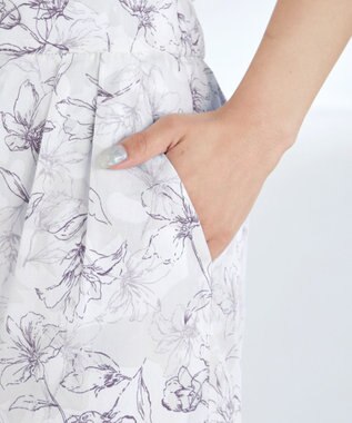 Tiaclasse 【洗える】アソートプリントワイドパンツ グレージュ