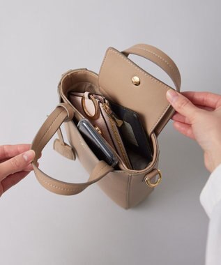 J.PRESS LADIES 【2way】スプリットレザー ナノポシェット バッグ ベージュ系