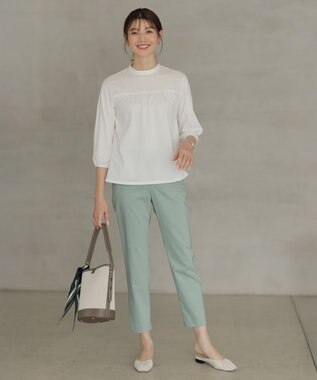 J.PRESS LADIES L 【洗える】プレーティングジャージー モックネックカットソー ホワイト系