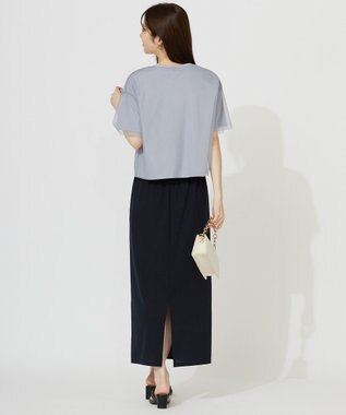 ANY SIS 【洗える】シアーチュールロゴ Tシャツ ライトグレー