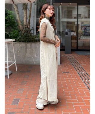 Green Parks 前後２Ｗａｙ　透かし柄ニットワンピース Ivory