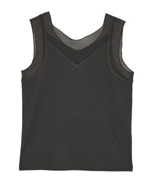 Green Parks ・ＳＵＧＡＲ　ＳＰＯＯＮ　シアー切替タンクトップⅡ Charcoal Gray