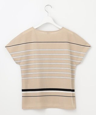 J.PRESS LADIES L パネルボーダー フレンチスリーブ カットソー ベージュ系1