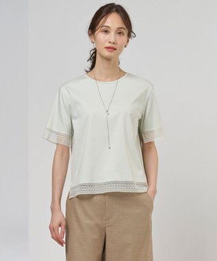 J.PRESS LADIES 【一枚で着映え】コットンスムース レース カットソー