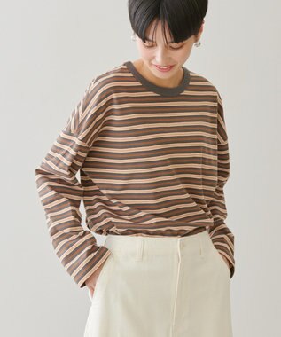 AMERICAN HOLIC マルチボーダーカットプルオーバー Charcoal Gray