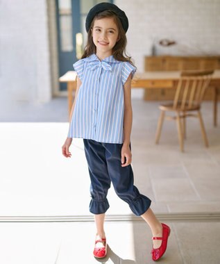 組曲 KIDS 【110-140㎝】フリルクロップ丈 パンツ ネイビー系