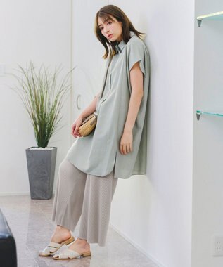 Tiaclasse 【2点セット・新色追加・洗える】クリスタルプリーツセットアップ グレージュ