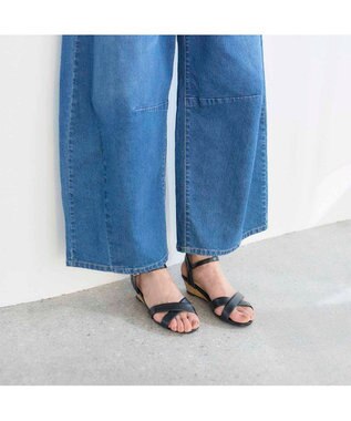 MODE ET JACOMO <noyau>ヒールクロスベルトサンダル ブラック