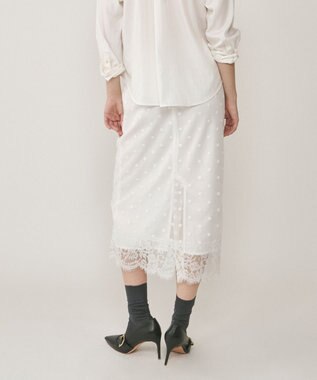 GRACE CONTINENTAL ドットチュールタイトスカート ホワイト