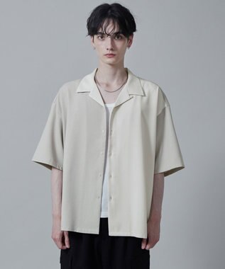 WEGO カラーブロックオープンカラーシャツ（S） ベージュ