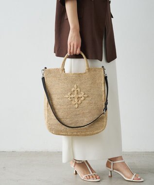 russet 《かごバッグ》インドラフィア2WAYトートバッグ(TI-368) Natural