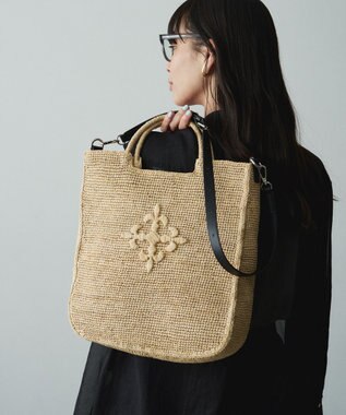russet 《かごバッグ》インドラフィア2WAYトートバッグ(TI-368) Natural