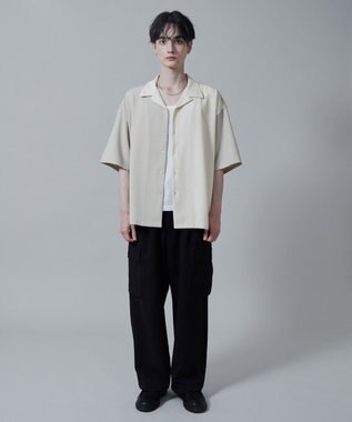 WEGO カラーブロックオープンカラーシャツ（S） ベージュ