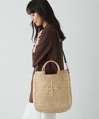 russet 《かごバッグ》インドラフィア2WAYトートバッグ(TI-368) Natural