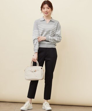 ANY SIS 【撥水機能】サテンストレッチビューティー パンツ ブラック